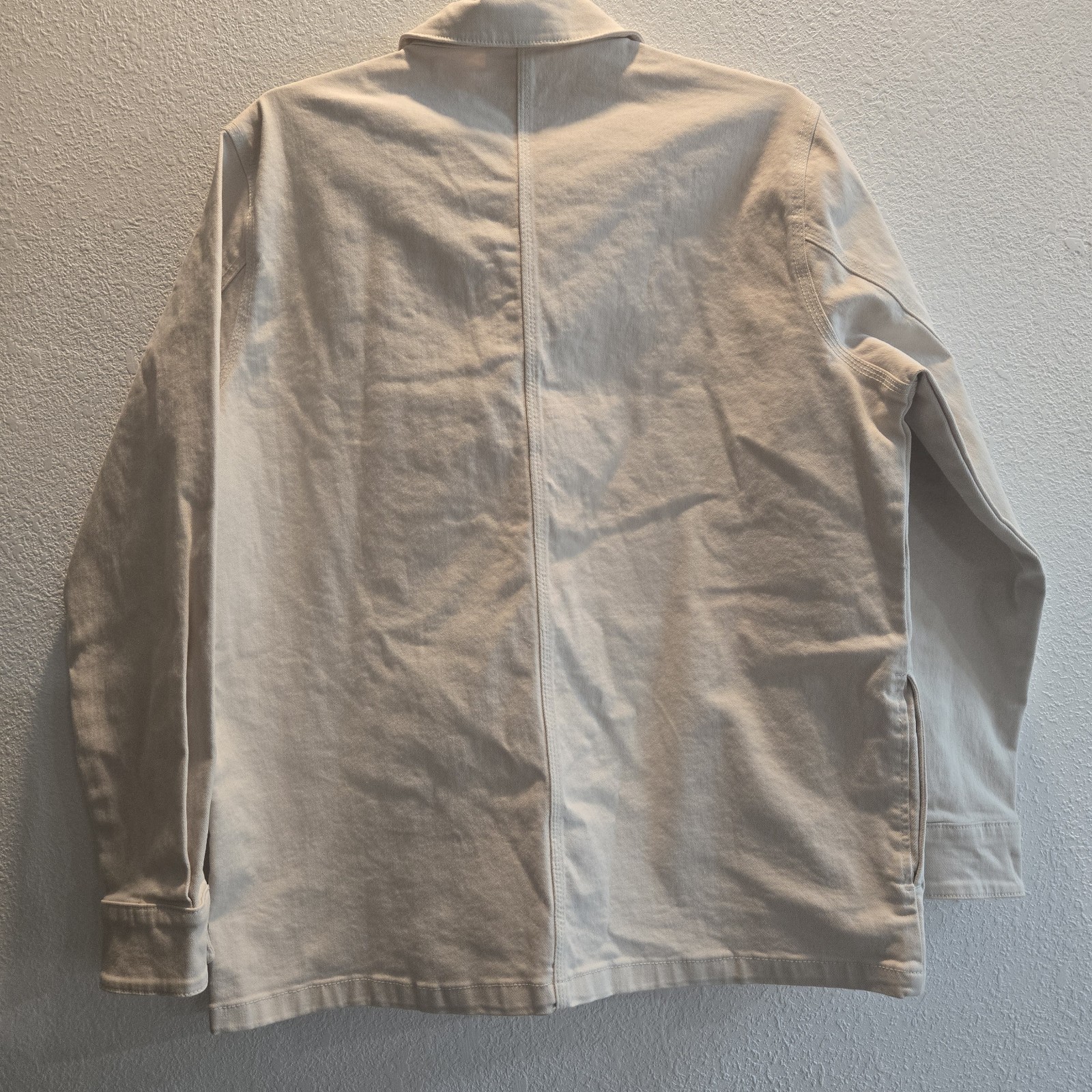 Zara Jacket Mens S Small Beige Denim Button Up Long Sleeve Collared Light Wash thumbnail 3