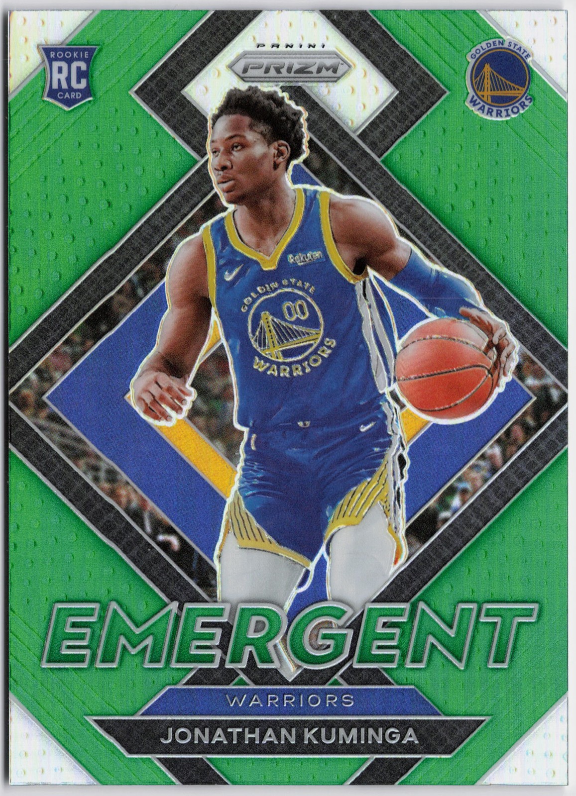2021-22 Panini Prizm #5 Jonathan Kuminga Emergent Prizms Green RC Rookie