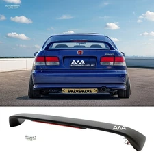 For 96-00 Honda Civic 2DR 4DR Primer Blk Trunk Spoiler Wing LED Brake Light Lamp