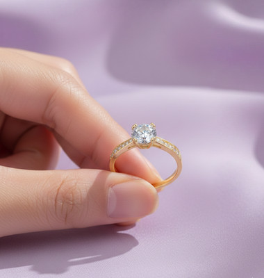 14K Yellow Gold Engage 2Ct Round Cut Created Diamond Wedding Promise Ring