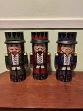 Christmas Bonnie And Pop Nutcracker Soldier Tins (Set of 3 Empty Tins)