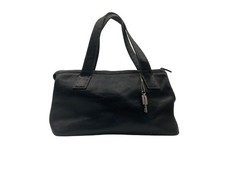 Vintage Fossil Leather Y2K Shoulder Bag Dual Handles Key Charm Stitching