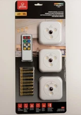 Globe LED Under Cabinet Slim Puck Light 3-Pack Universal Remote Control 26045