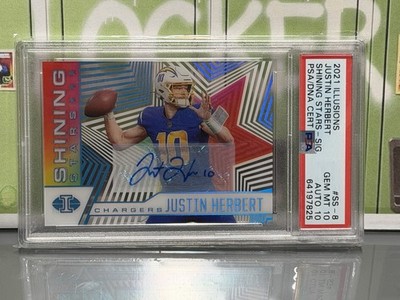 2021 Illusions Justin Herbert Shining Stars Auto /25 PSA / DNA 10/10 GEM MINT