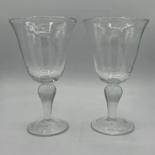 lot of 2 ARTLAND IRIS Bubble Water Goblet Clear Wine Glass Hand Blown