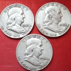Franklin Half Dollar 50C Silver Lot (3) 1954-D 1957-D 1962-D 0.9 Fine