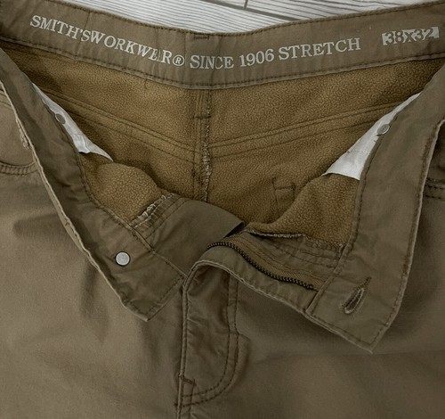 Smith's Workwear Men's Fleece Lined Pants Relaxed 5 Pocket Black 38x32 Beige - Picture 9 of 10