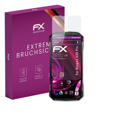 atFoliX Glasfolie für Doogee V30 Pro Displayfolie 9H Schutzpanzer