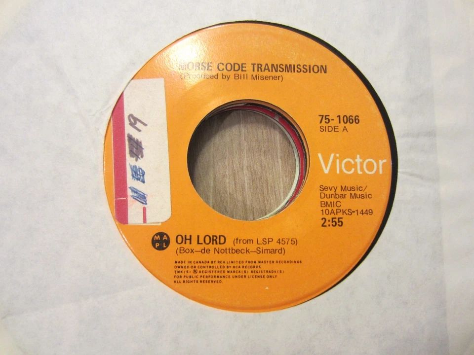MORSE CODE TRANSMISISON 7'' Quebec Hard-Rock '71 45rpm OH LORD vinyl VG+ - Image 2 of 4
