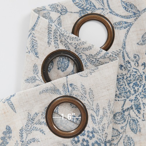 Floral Print Window Curtains Linen Treatments Drapes Grommet Top 2 Panels - Picture 12 of 37