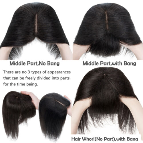 Women Hair Topper Toupee Clip in Hairpiece Top Hairpiece 100% Real Human Hair UK - Picture 13 of 127