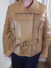 Caramel Leather Jkt By South,small Size 22 New And Unworn But No Tags