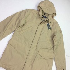 Polo Ralph Lauren Men Leather Trim Insulated Water Repellent Walking Coat Beige