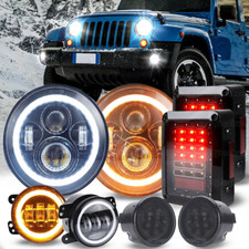 Combo 7 Led Headlights Turn Fog Tail Lights Kit For Jeep Wrangler Jk 07-18
