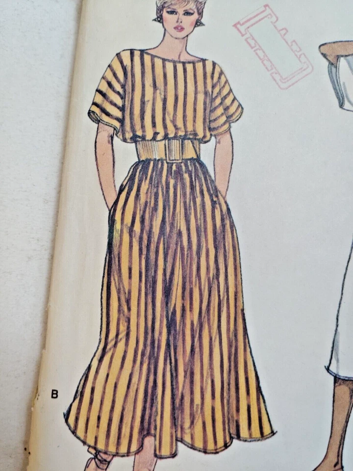 Vogue 8707 Dress Sewing Pattern Ladies 8 Very Easy CUT VTG SHORT Sleeve Loose - Image 3 of 4