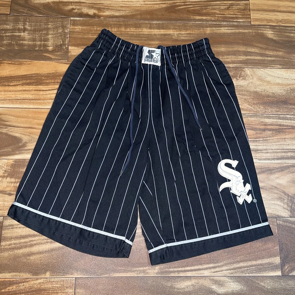 Винтажные шорты 90-х стартер Chicago White Sox MLB на булавке в полоску редкий размер маленький - Изображение 2 из 4
