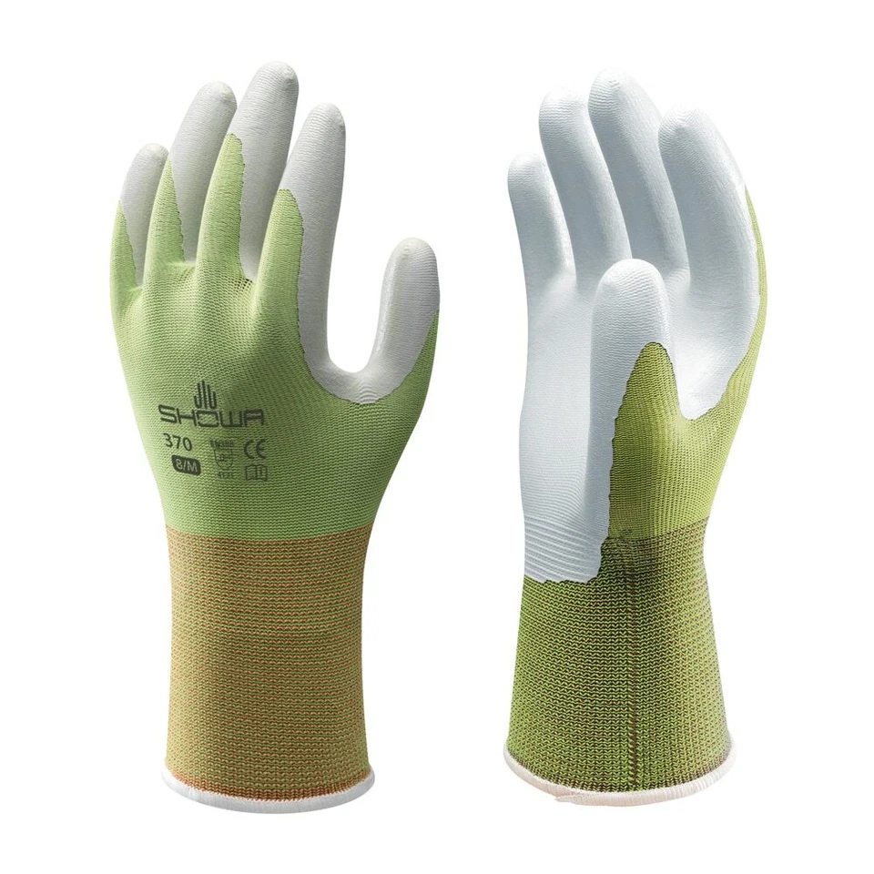 Showa 370 Green Gardening Gloves – Lightweight Nitrile Grip Work Gloves Pair