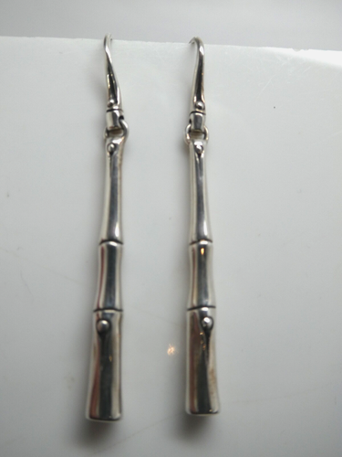John Hardy Sterling Silver 925 Bamboo Collection Drop Dangle 2" Earrings