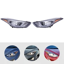 For 2014 15 2016 Hyundai Elantra Projector Headlight LED Right+Left Chrome Lamp