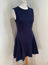 Aavelle fit & flare A line dress S UK 8 VGC navy panelled flattering classic