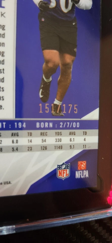 2022 Panini Phoenix Tyler Badie #148 Orange Lava RC 151/175 Ravens ISA Mint 9 - Image 3 of 3