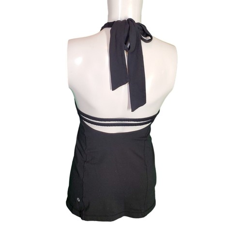 Lululemon Strappy Back Luon Halter Tank Top Black sz 4 - Picture 3 of 4