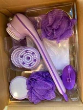 Spin Spa Body BRUSH Exfoliate Cleanse Spinning Body Brush 10 pc ~Purple