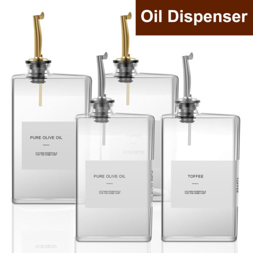 2Pcs 350ml Glass Cooking Oil Dispenser Olive Oil Vinegar Soy Sauce guluv