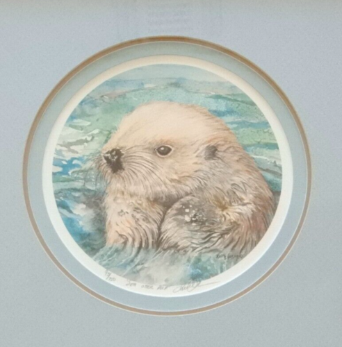 Sea Otter Pup 6" édition limitée ronde imprimé #93/750, Sitka Alaska, cadre : 13x13 - Photo 1 sur 9