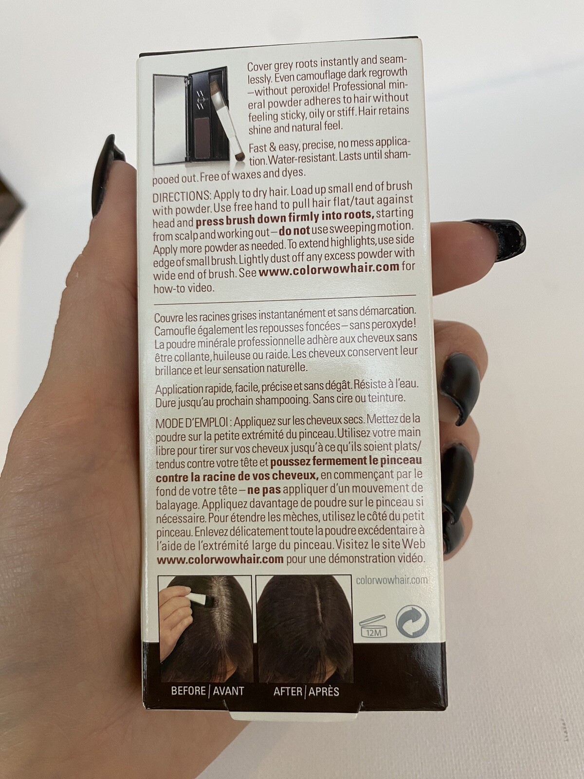 Color Wow Root Cover Up Touch Up Hair Color - Grey Root Coverage- Black