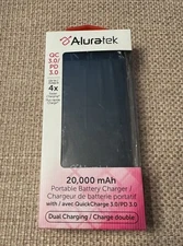 Aluratek 20,000 mAh Portable Battery Charger Dual Charging /up to 4X Faster