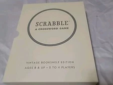 Scrabble Vintage Bookshelf Edition Deluxe Collectible Linen Book Board Game