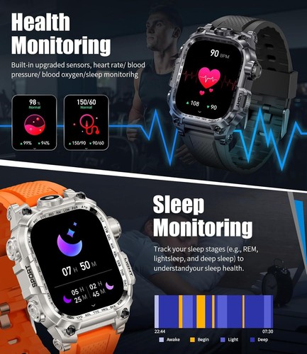 2.01'' Military Smart Watch for Men's Bluetooth Smartwatch For iPhone/Android - Picture 14 of 27