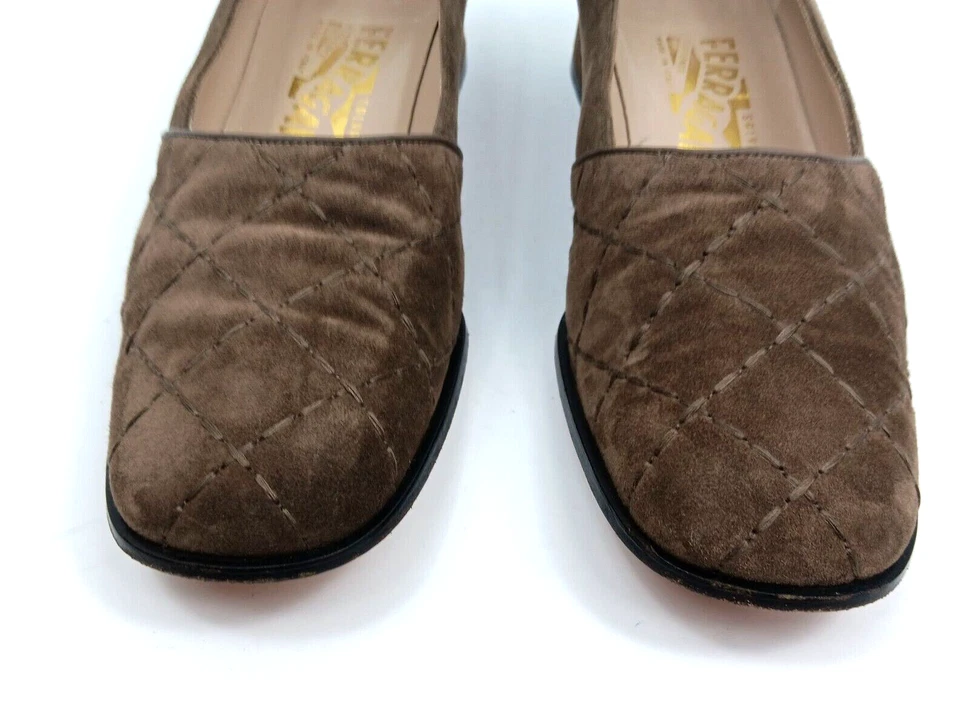 ZAPATOS MOCASINES MUJER SALVATORE FERRAGAMO GAMUZA CUERO 7.5 B Medianos Foto 4 de 4