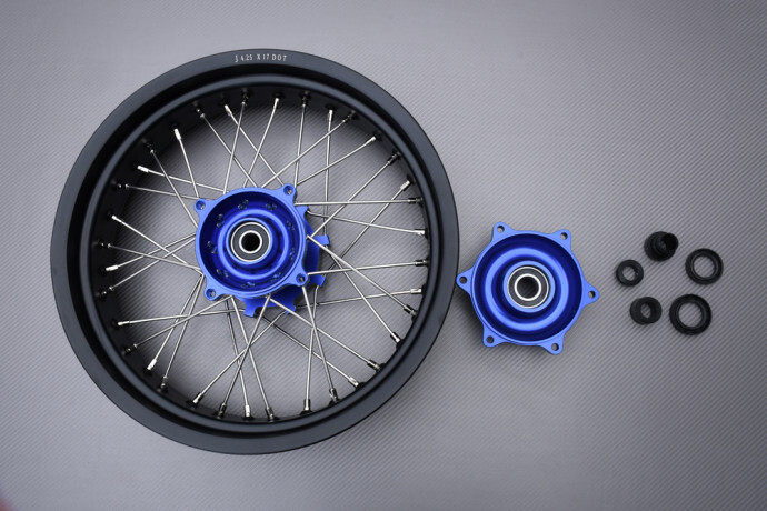 Jante rayons arrière Supermoto bleu anodisé 4,25x17 robuste pour DR 650