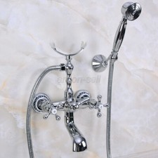 Polished Chrome Clawfoot Bathroom Bathtub Faucet Handheld Shower Mixer Tap