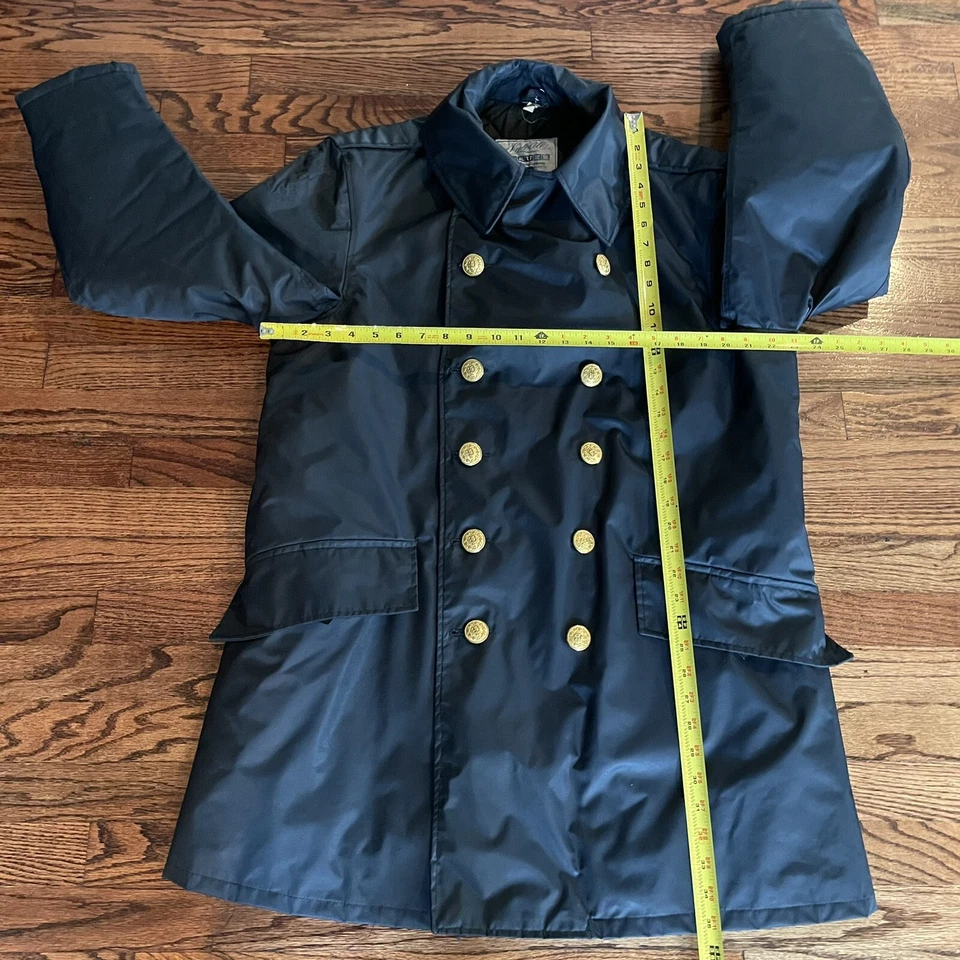 Vintage Blauer Nylolite Police Navy Blue Coat Jacket Gold Buttons Mens Sz 42R - Image 4 of 4