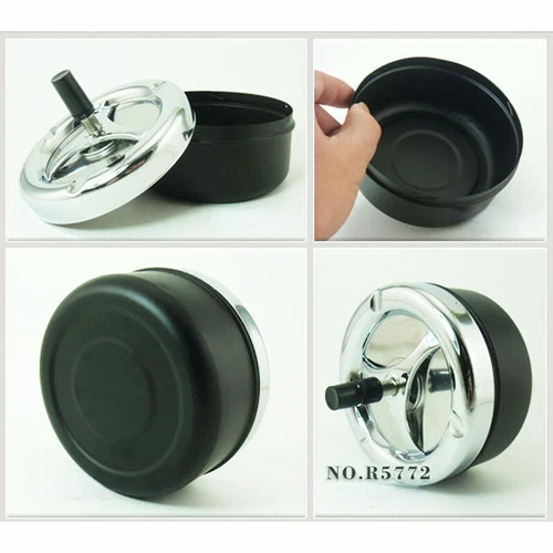 Drehbarer Aschenbecher + Deckel Metall Aschenbecher Chrom winddicht Aschenbecher - Bild 8 von 18
