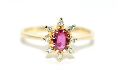 Natural Ruby & Diamond Ring 14K Solid Gold .29tcw Gemstone Ring July Birthstone