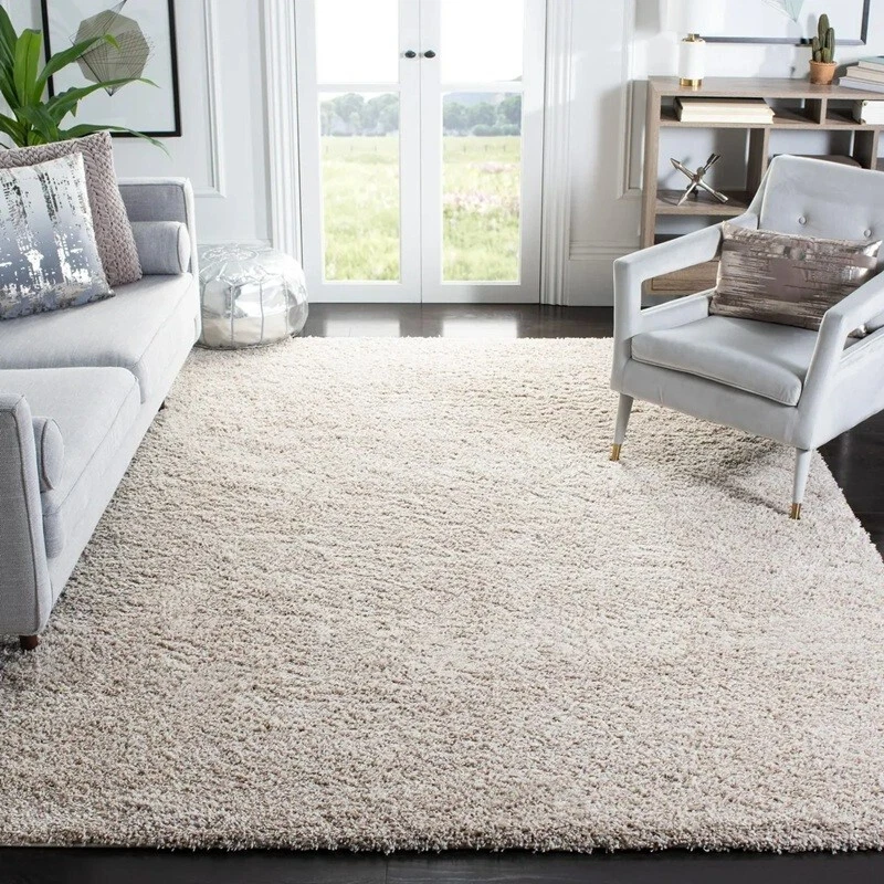 3' Small California Rug Area Non Shedding Beige Solid Soft Plush Thick Accent - Image 3 of 3