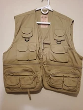 Master Sportman Khaki Fishing Hunting Cargo Utility Outdoor Gear Rugged Vest XL