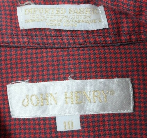 John Henry Plaid Shirt Size 10 Women's Red Blue Cotton Front Pocket Flannel - Picture 3 of 5