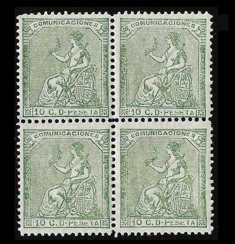 1873. Corona Alegoría España.10c.Blq4 Nuevo.Edifil 133 - 第 1/2 張圖片