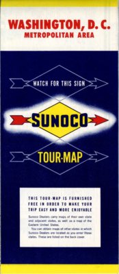 1954 Sunoco Road Map: Washington, D. C. NOS