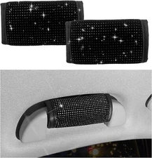 2 PCS Car Grab Handle Cover, Interior Black Diamond 
