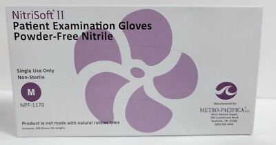 100 Medium NitriSoft II Nitrile Disposable Exam Gloves Latex Powder Free Blue