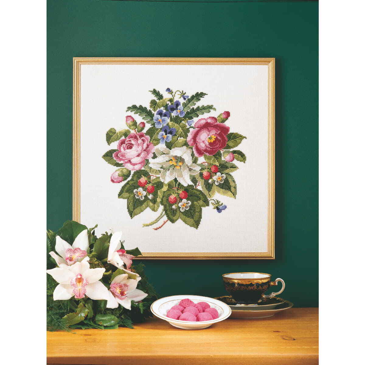 Permin counted cross stitch kit ""Roses/strawberries"", 42x42cm, DIY, 70-4145
