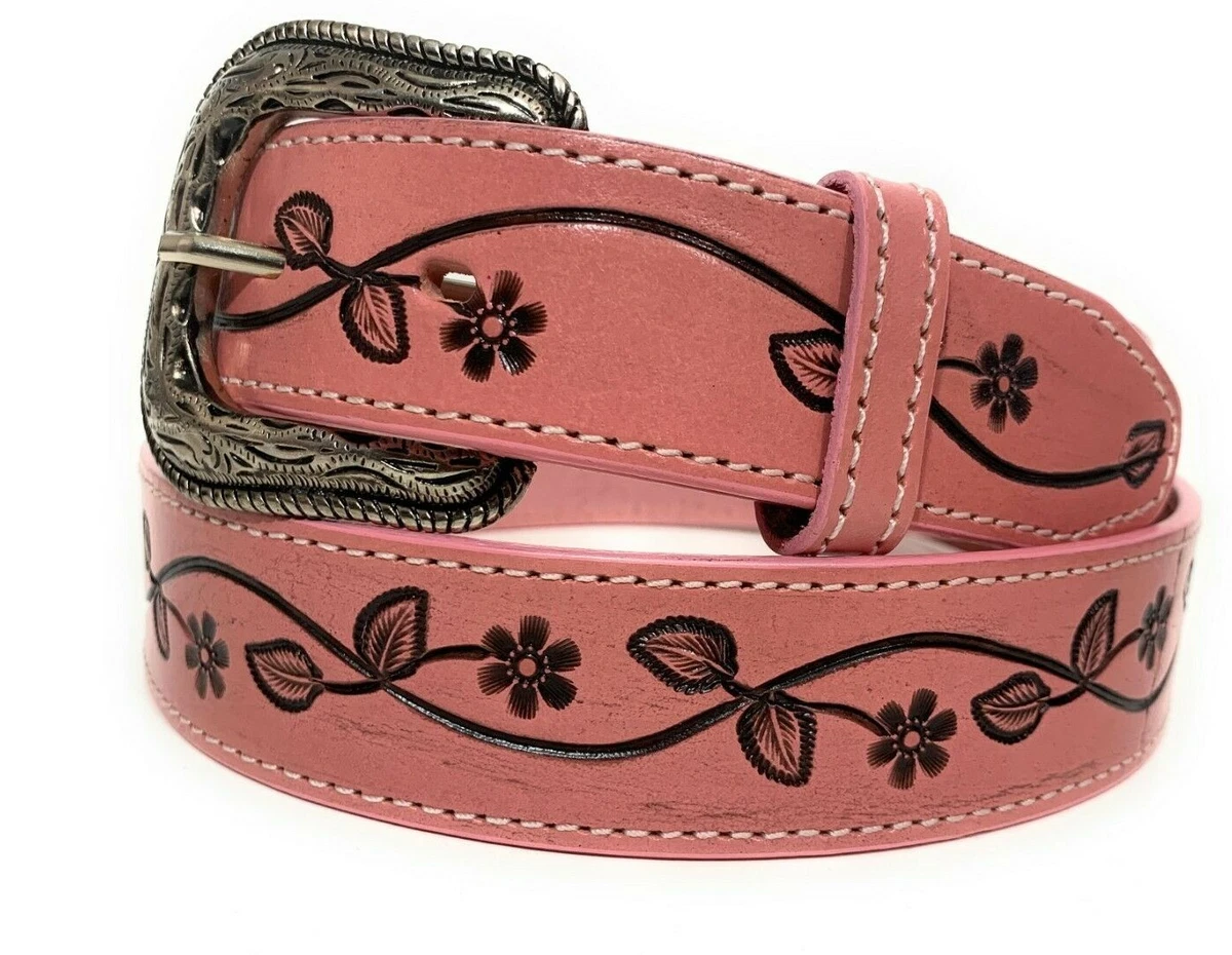 Pink Leather Floral Belts for Women for sale | eBay display picture 3