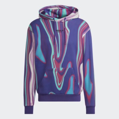 NWT! adidas Hyperreal Allover Print Hoodie Purple HK5141 Men's