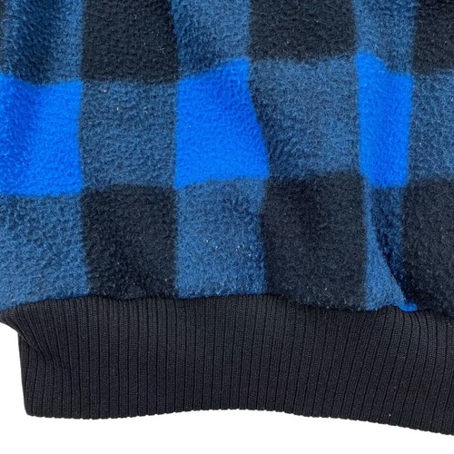 VTG 80s EMS Blue & Black Plaid Polar Fleece Jacket 1/2 Zip Pullover USA Size M - Picture 10 of 16